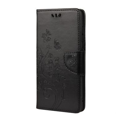 Peňaženkové kožené puzdro FLOWER na Samsung Galaxy S21 FE - Čierna