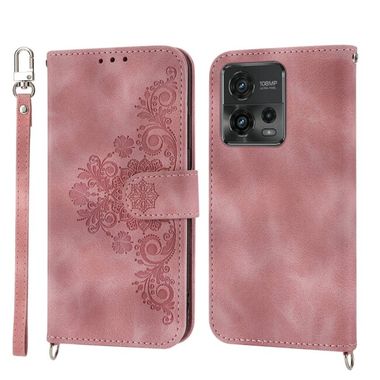 Peňaženkové kožené puzdro Flowers na Motorola Moto G72 - Ružová