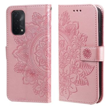 Peňaženkové kožené puzdro FLOWERS na Oppo A54 5G - Ružovozlatá
