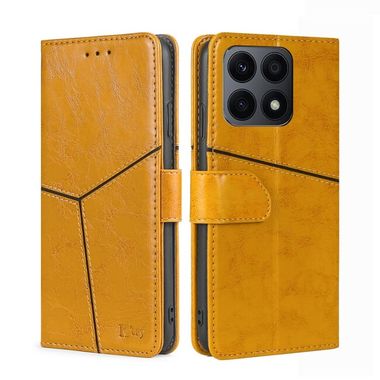 Peňaženkové kožené puzdro Geometric Stitching na Honor X8a - Žltá