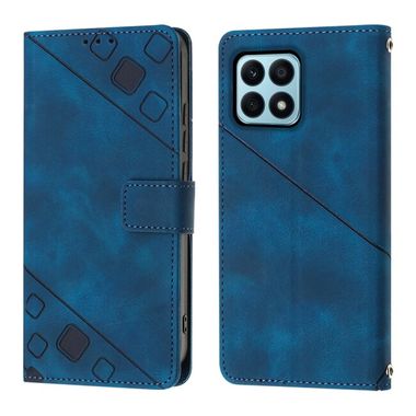 Peňaženkové kožené puzdro Global Embossed na Honor X8a - Modrá