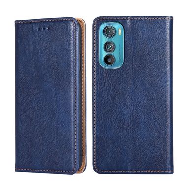 Peňaženkové kožené puzdro Gloss Oil na Motorola Edge 30 - Modrá