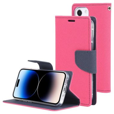 Peňaženkové kožené puzdro GOOSPERY na iPhone 14 Pro Max - Rose Red