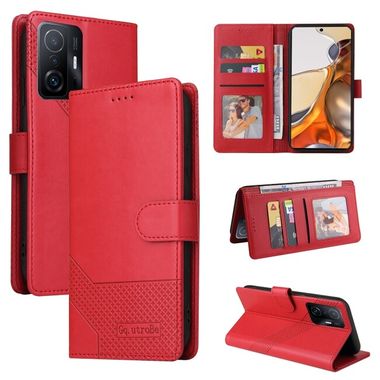Peňaženkové kožené puzdro GQUTROBE na Xiaomi Mi 11T / 11T Pro – Červená
