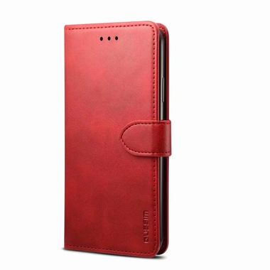 Peňaženkové kožené puzdro GUSSIM na Samsung Galaxy S21 FE - Červená