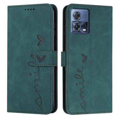 Peňaženkové kožené puzdro Heart na Motorola Edge 30 Fusion - Zelená