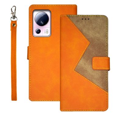 Peňaženkové kožené puzdro IDEWEI Splicing na Xiaomi 13 Lite - Oranžová
