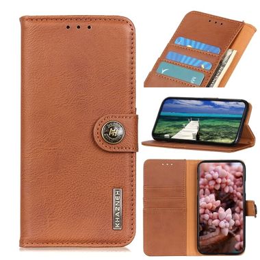 Peňaženkové kožené puzdro KHAZNEH Cowhide na Motorola Moto G72 - Hnedá