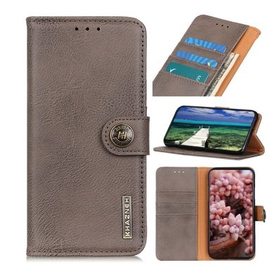 Peňaženkové kožené puzdro KHAZNEH Cowhide na Xiaomi 14 Pro - Khaki