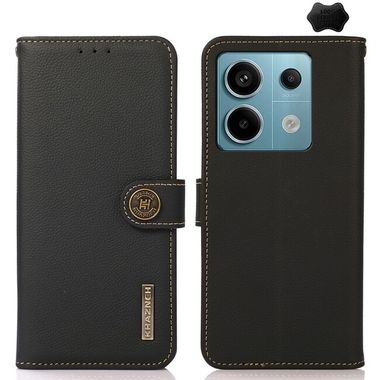 Peňaženkové kožené puzdro KHAZNEH Custer na Xiaomi Redmi Note 13 Pro - Čierna