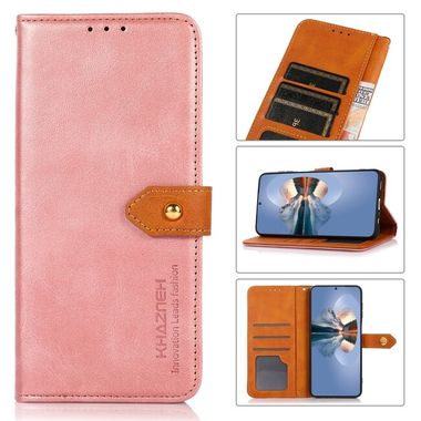 Peňaženkové kožené puzdro KHAZNEH Dual-color na Motorola Edge 30 Neo - Ružové zlato