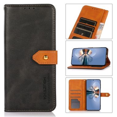 Peňaženkové kožené puzdro KHAZNEH Dual-color na Motorola Moto G72 - Čierna