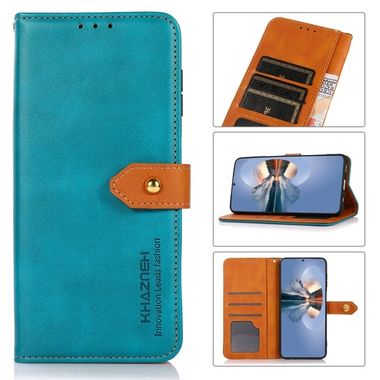 Peňaženkové kožené puzdro KHAZNEH Dual-color na Motorola Moto G72 - Modrá