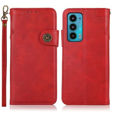 Peňaženkové kožené puzdro KHAZNEH Dual-Splicing na Motorola Edge 20 - Červená