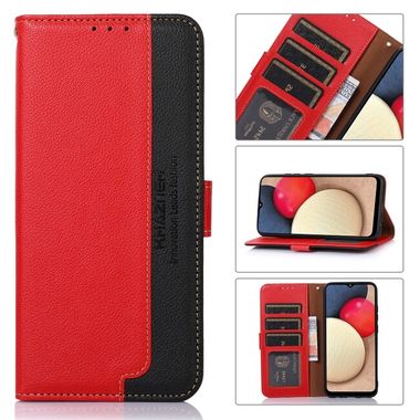 Peňaženkové kožené puzdro KHAZNEH Litchi na Xiaomi Redmi 12 - Červená