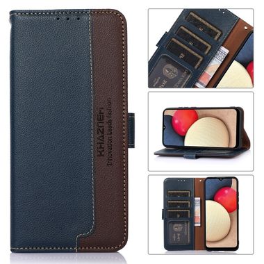 Peňaženkové kožené puzdro KHAZNEH Litchi na Xiaomi Redmi 12 - Modrá