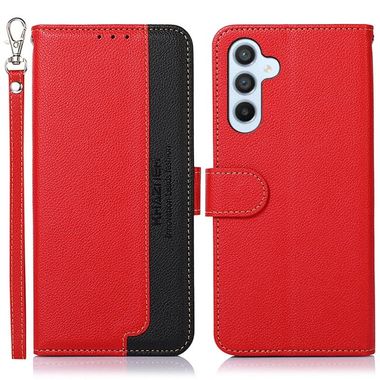Peňaženkové kožené puzdro KHAZNEH Litchi Texture na Galaxy A55 5G - Červená