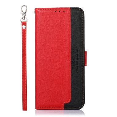 Peňaženkové kožené puzdro KHAZNEH Litchi Texture na Moto G84 - Červená