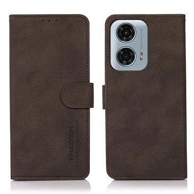 Peňaženkové kožené puzdro KHAZNEH Matte na Motorola Moto G04/ G24 - Hnedá