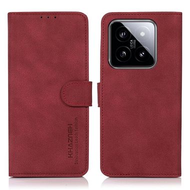 Peňaženkové kožené puzdro KHAZNEH Matte na Xiaomi 14 Pro - Červená