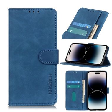 Peňaženkové kožené puzdro KHAZNEH na iPhone 14 Pro Max - Modrá