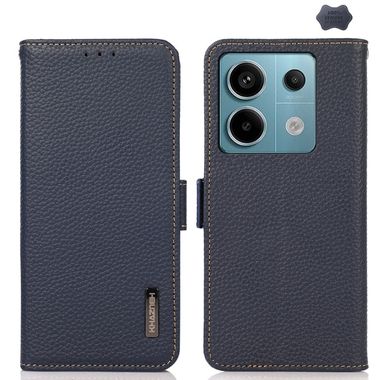 Peňaženkové kožené puzdro KHAZNEH Side na Xiaomi Redmi Note 13 Pro - Modrá