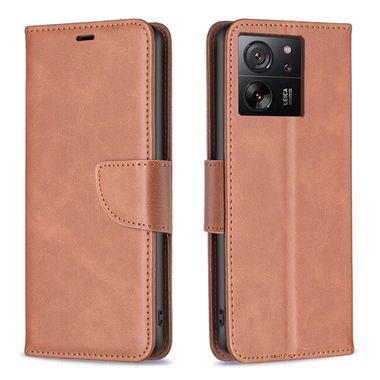 Peňaženkové kožené puzdro Lambskin na Xiaomi 13T / 13T Pro - Hnedá