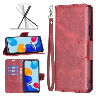Peňaženkové kožené puzdro Lambskin na Xiaomi Redmi Note 12S - Červená