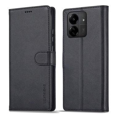 Peňaženkové kožené puzdro LC.IMEEKE Calf na Xiaomi Redmi 13C - Čierna