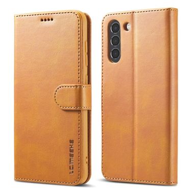 Peňaženkové kožené puzdro LC.IMEEKE na Samsung Galaxy S21 FE - Hnedá