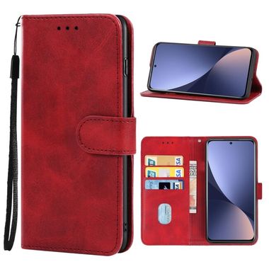 Peňaženkové kožené puzdro LEATHER na Xiaomi 12X – Červená
