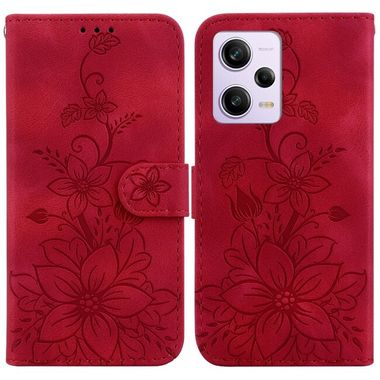 Peňaženkové kožene puzdro Lily na Xiaomi Redmi Note 12 Pro 5G – Červená