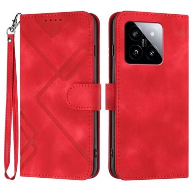 Peňaženkové kožené puzdro Line na Xiaomi 14 - Červená