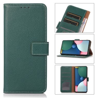 Peňaženkové kožené puzdro LITCHI na Xiaomi 12 Lite – Tmavozelená