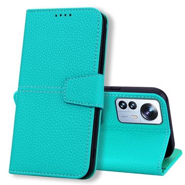 Peňaženkové kožené puzdro LITCHI na Xiaomi 12X – Malachitová modrá