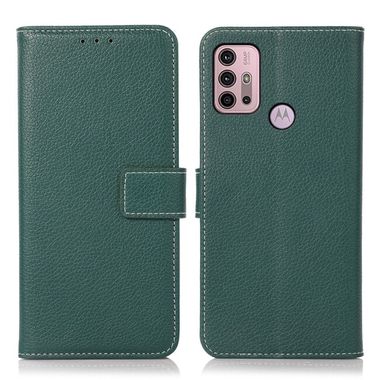 Peňaženkové kožené puzdro Litchi Texture na Moto G10/G20/G30 - Zelená