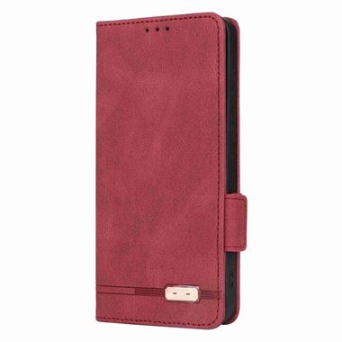Peňaženkové kožené puzdro Magnetic Clasp na Galaxy A35 5G - Červená