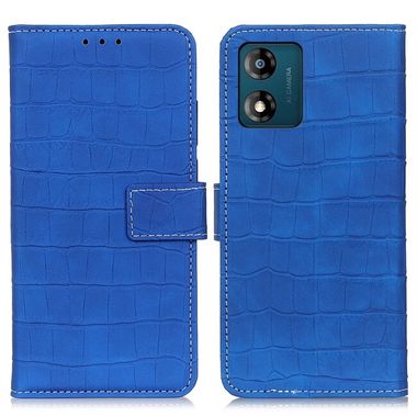 Peňaženkové kožené puzdro Magnetic Crocodile na Moto E13 - Modrá