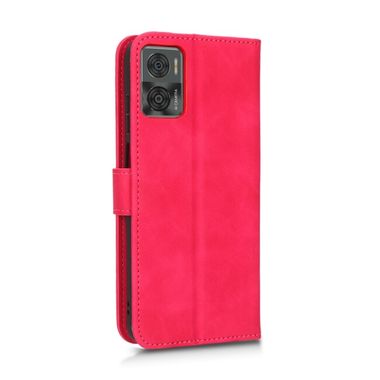 Peňaženkové kožené puzdro Magnetic Flip Leather na Moto E22 - Ružovo červená