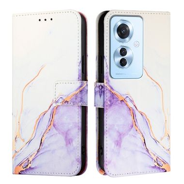 Peňaženkové kožené puzdro Marble na OPPO Reno11 F 5G - Biela/Fialová