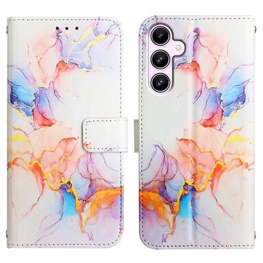 Peňaženkové kožené puzdro Marble Pattern na Galaxy A55 5G - Galaxy Biela