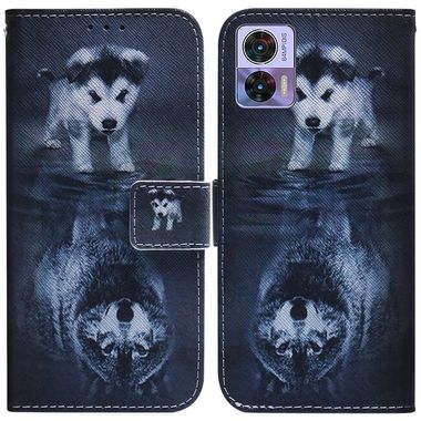 Peňaženkové kožené puzdro na Motorola Edge 30 Neo - Wolf and Dog