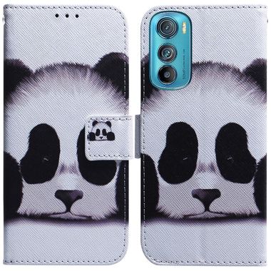 Peňaženkové kožené puzdro na Motorola Edge 30 - Panda