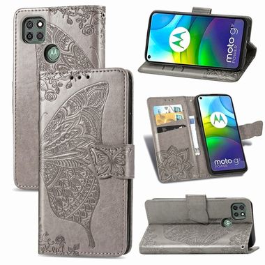 Peňaženkové kožené puzdro na Motorola Moto G9 Power - Sivá