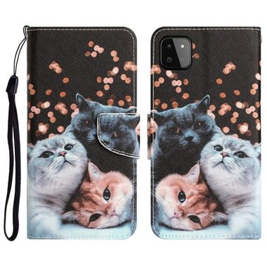 Peňaženkové kožené puzdro na Samsung Galaxy A22 5G - 3 Cats
