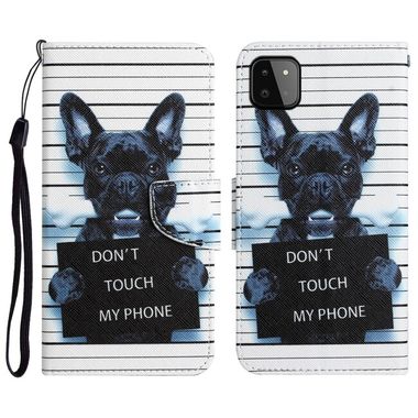 Peňaženkové kožené puzdro na Samsung Galaxy A22 5G - Black dog