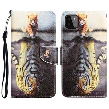 Peňaženkové kožené puzdro na Samsung Galaxy A22 5G - Tiger