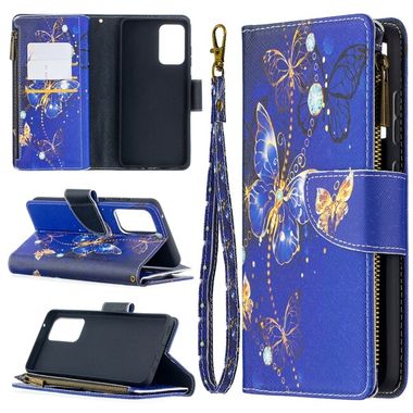 Peňaženkové kožené puzdro na Samsung Galaxy A52 5G / A52s 5G - Purple Butterfly