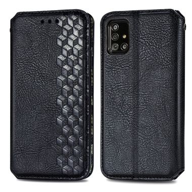Peňaženkové kožené puzdro GRID na Samsung Galaxy A71 5G - Čierna