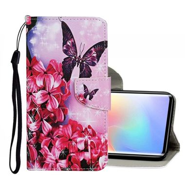 Peňaženkové kožené puzdro na Xiaomi Mi Note 10 Lite - Red Flower Butterfly